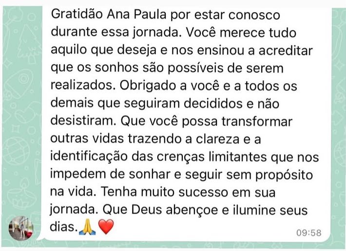 Print de depoimento de participante